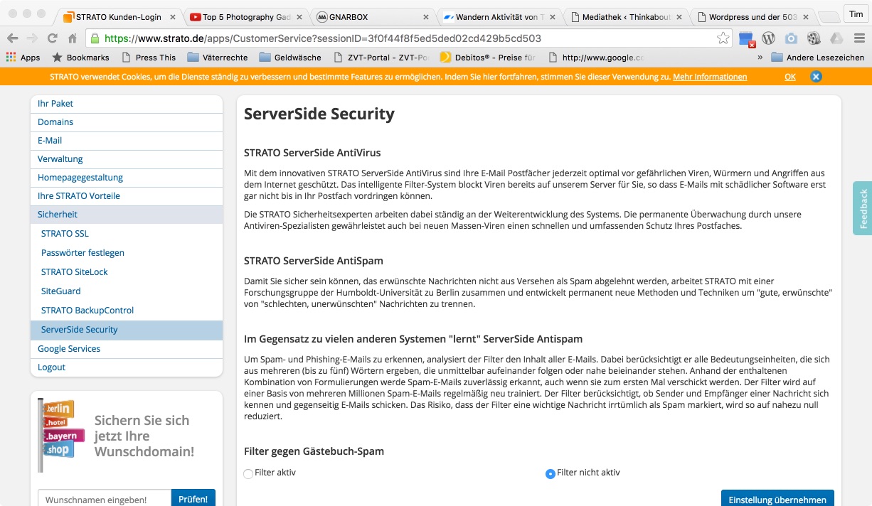 ServerSideSecurity ausschalten