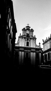 Krakow church in black and white